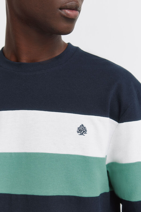 Springfield long sleeve piqu&eacute; T-shirt with cuts blue