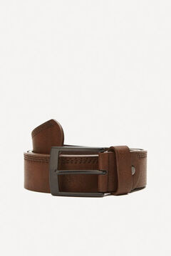 Springfield Faux leather belt with stitching brown