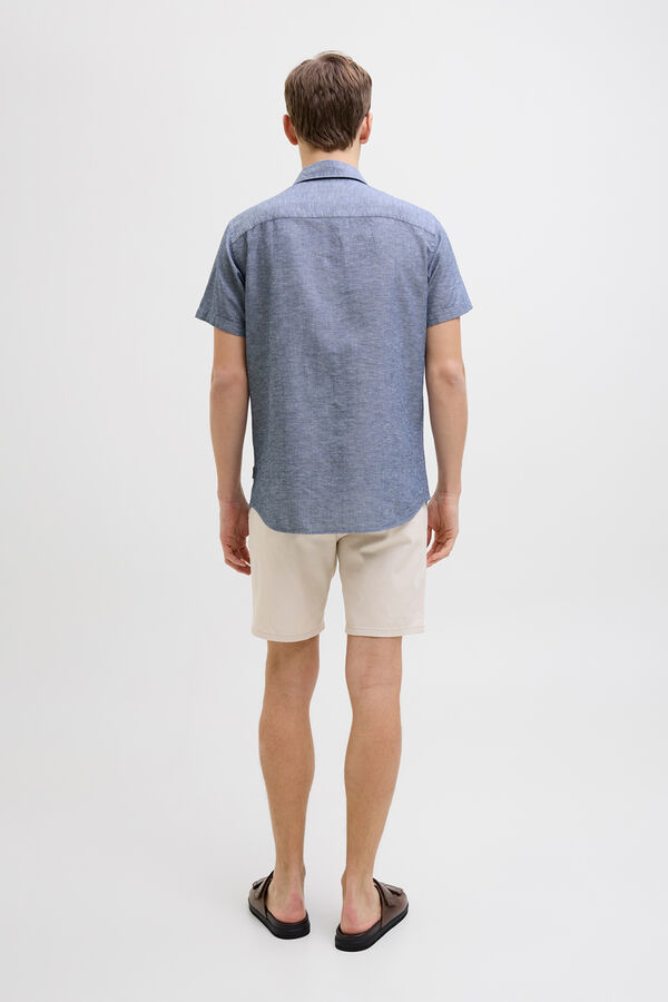 JJ REBEL Linen comfort fit shirt blue