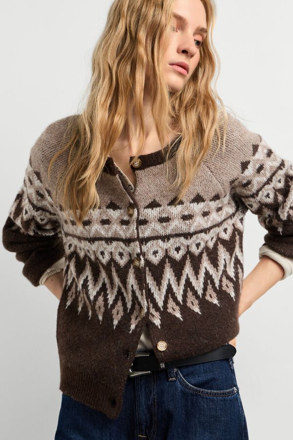 Pepe Jeans Jacquard cardigan jumper nude