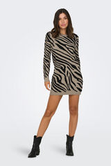Only kurzes Kleid Strick- mit Animalprint Nude
