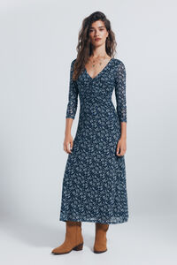 Springfield Printed gathered midi dress