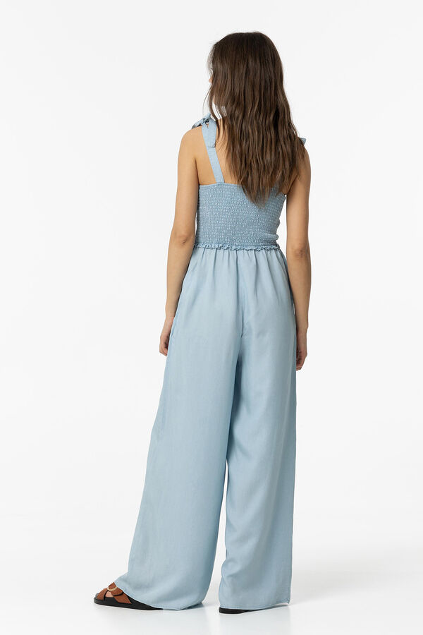 Springfield Lyocell jumpsuit with tie straps blue mix