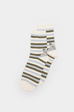 Springfield Striped cat socks medium beige
