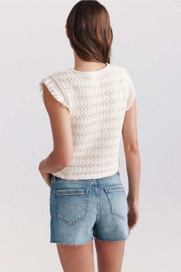 Springfield Crochet fringe top brown