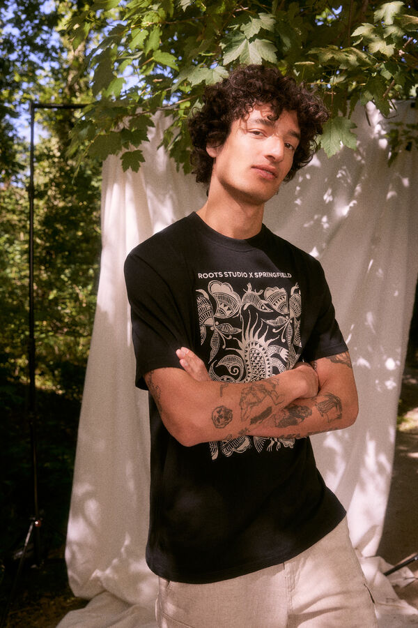 Springfield Roots T-shirt with front print black