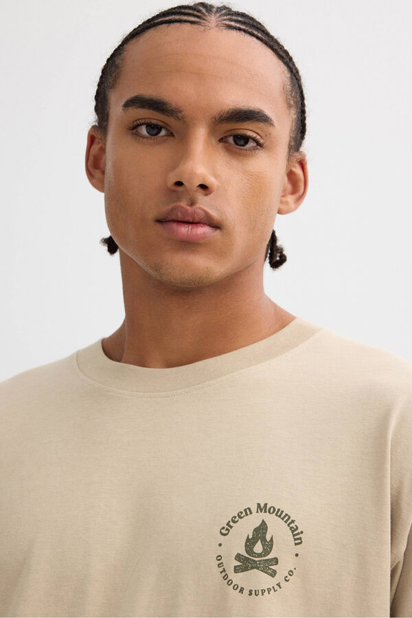 Inside T-shirt com estampado da natureza bege