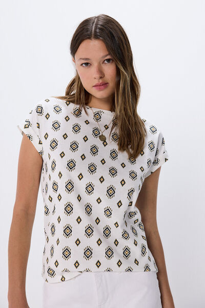 Springfield Geometric print T-shirt light gray