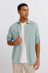 Springfield Linen viscose 3/4 sleeve shirt green