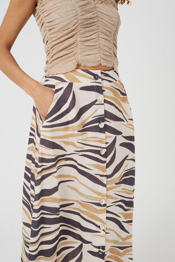 Brave Soul Printed long skirt brown
