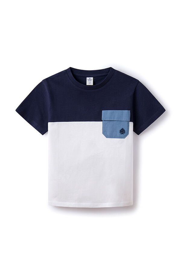 Springfield Boys' colour block T-shirt with pocket plava