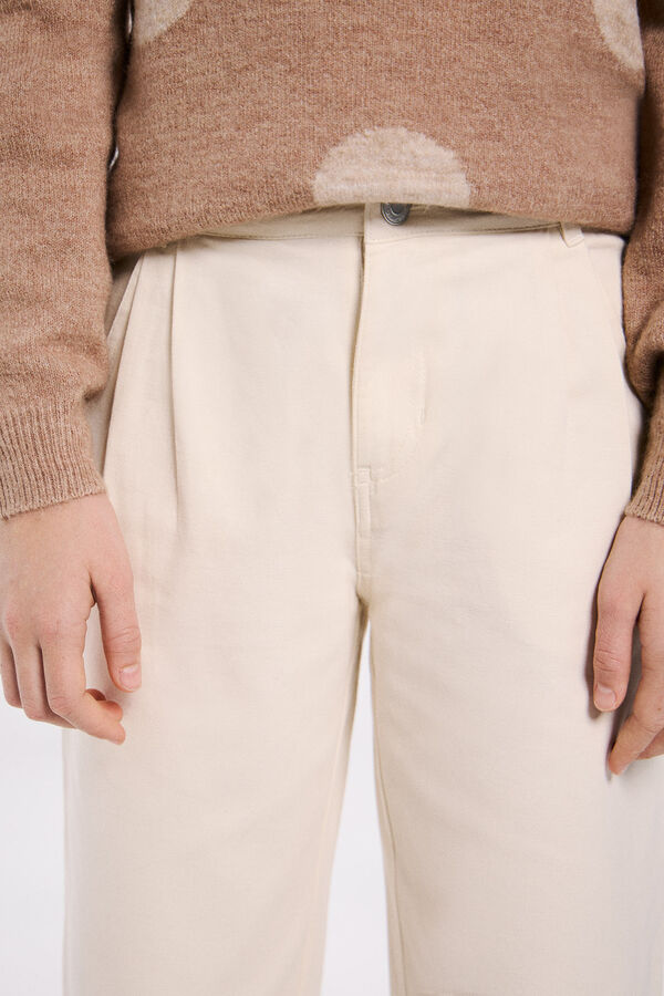 Springfield Pantalón denim Daddy niña beige