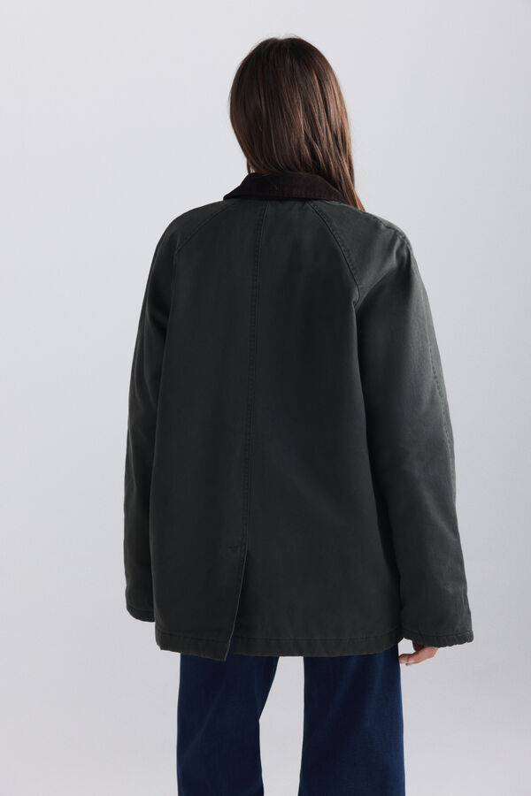 Springfield Veste longue col en velours c&ocirc;tel&eacute; imprim&eacute;