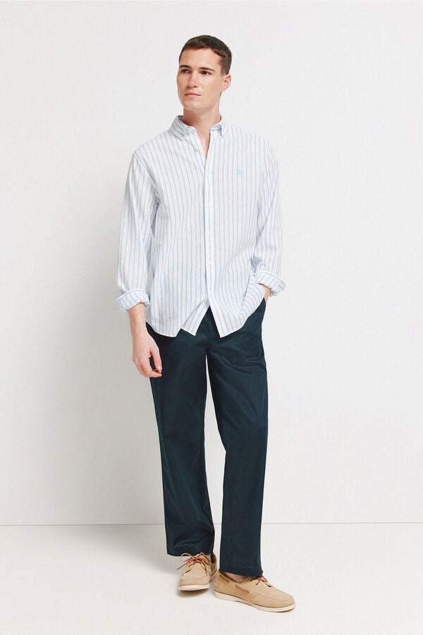 Springfield Striped linen shirt white