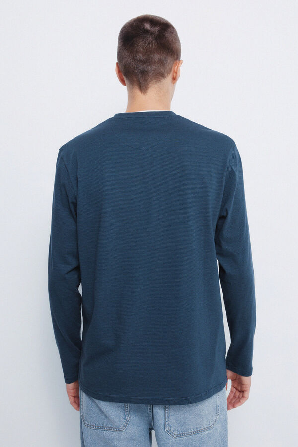 Springfield long sleeve double micro-stripe T-shirt blue