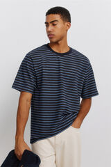 Springfield Piqu&eacute; striped T-shirt blue