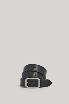 Springfield Cinturón Piel Logo Perforado negro