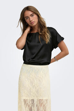 JDY T-shirt de manga curta acetinada preto