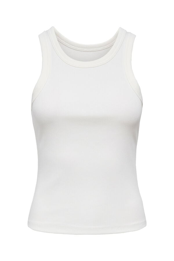 Only Sleeveless ribbed top white