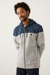 Springfield Colour block zip-up hooded sweatshirt  gray