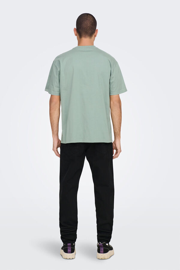 Only & Sons Camiseta de hombre relaxed fit. 100% algod&oacute;n org&aacute;nico. verde