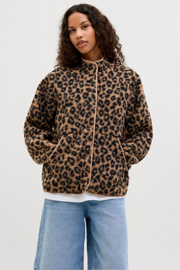 Jack & Jones Chaqueta teddy leopardo tostado