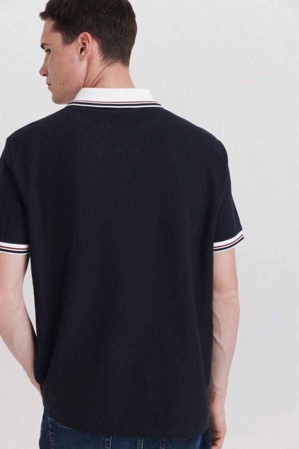 Springfield Contrast regular fit sports polo shirt blue