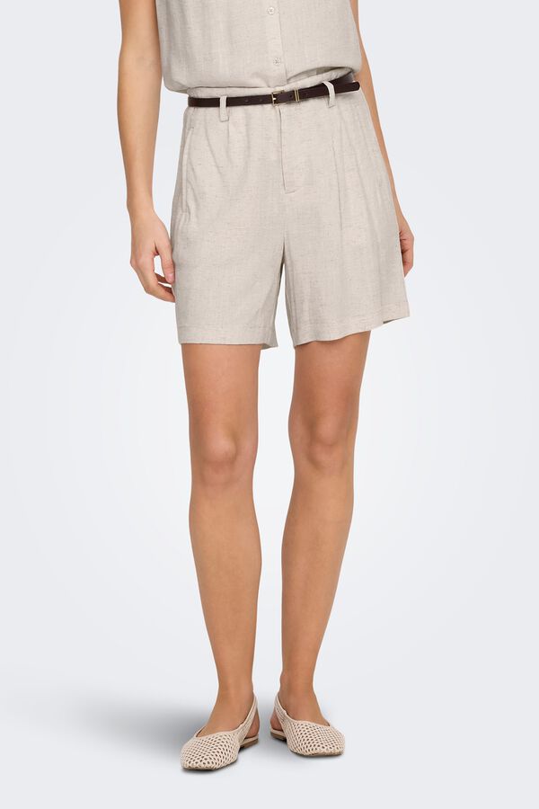 Only Bermuda de lino beige