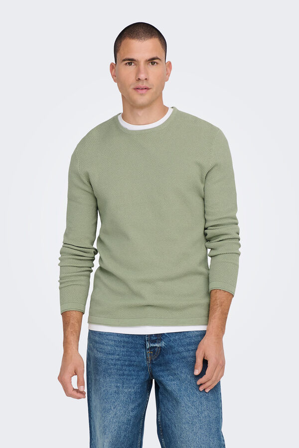 Springfield Knit jumper with round neck green