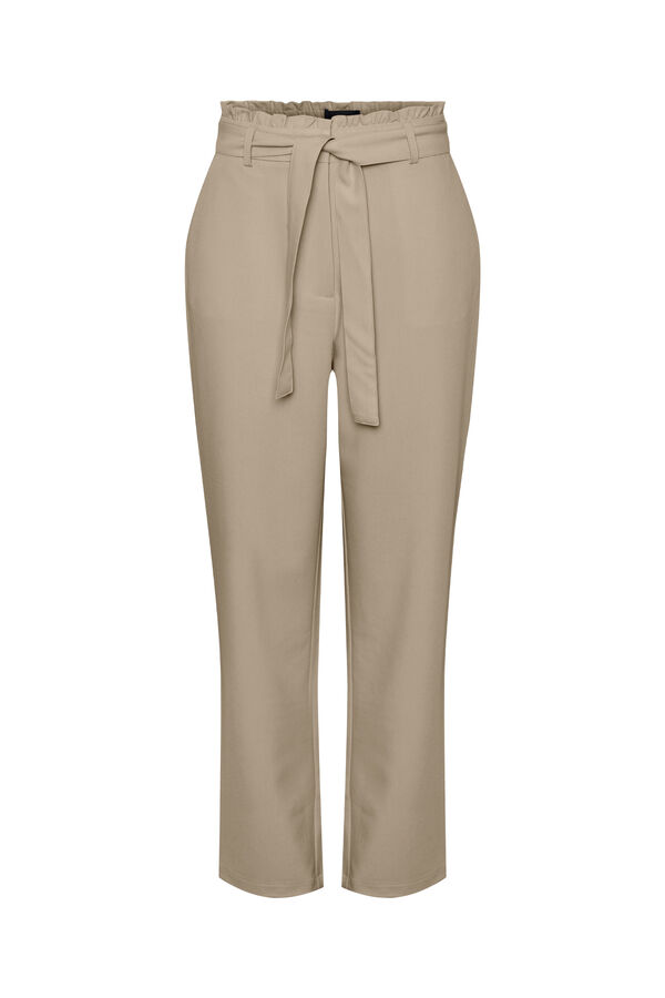 Springfield Pantalon recto de cintura alta marrón