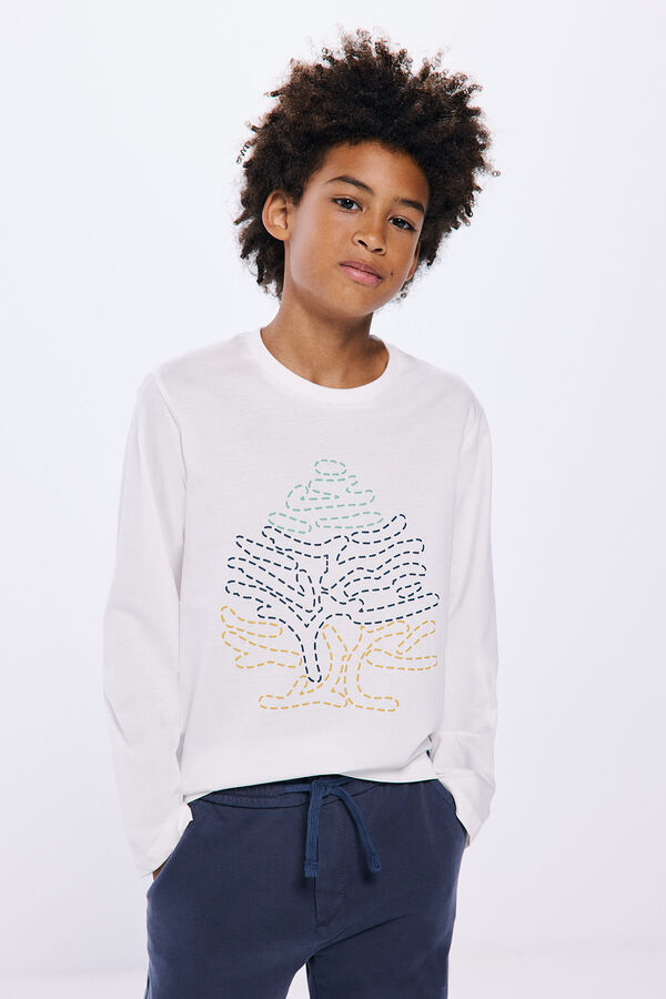 Springfield T-shirt de menino com árvore em relevo cru