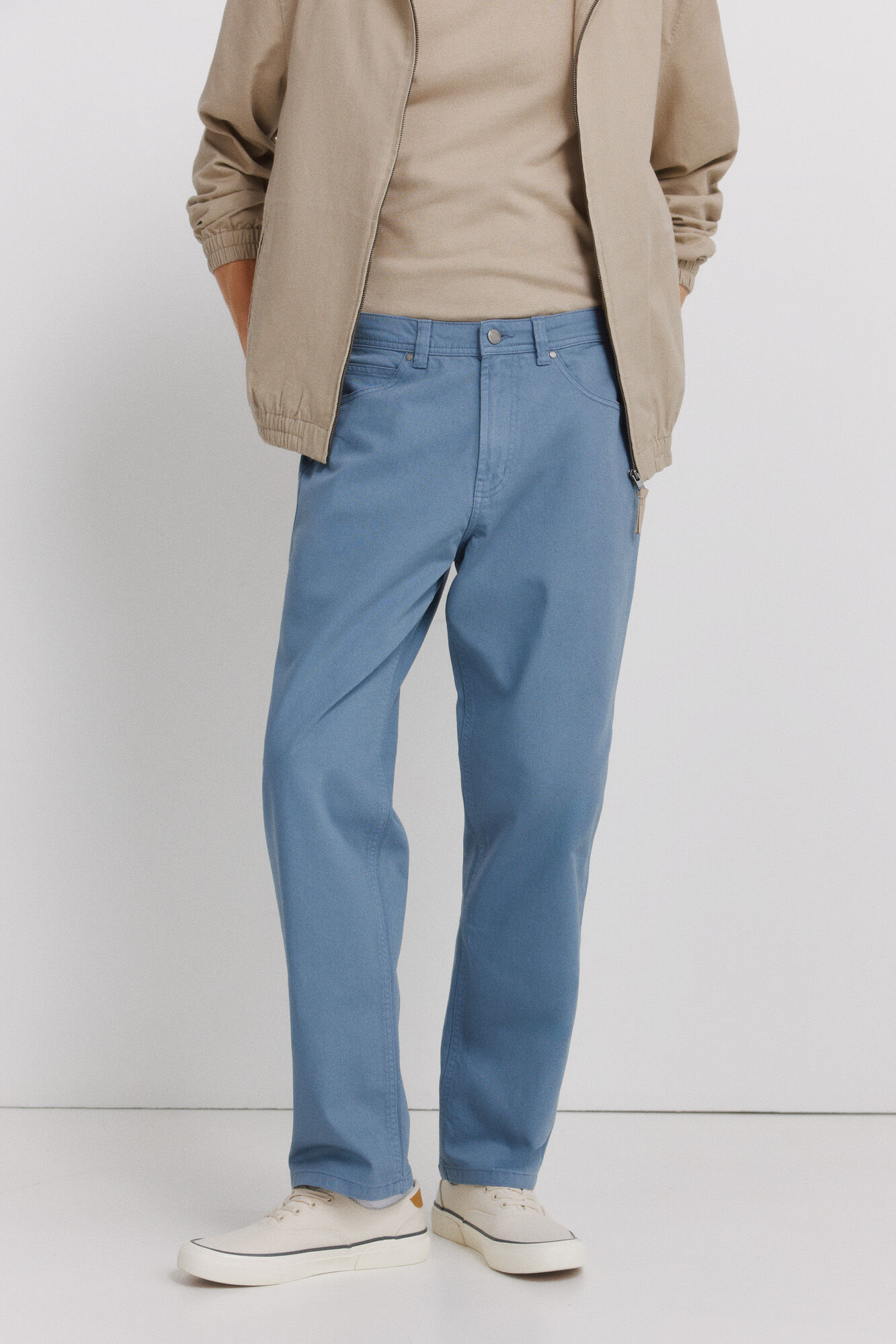 Springfield 5-pocket washed straight fit trousers
