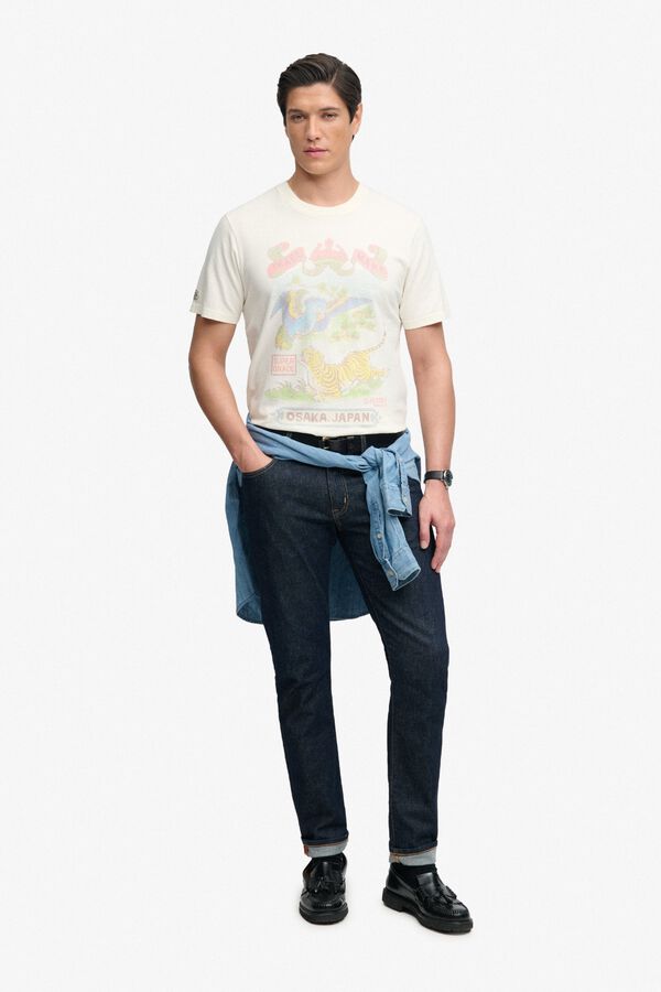 Superdry Japanese print short-sleeved T-shirt beige