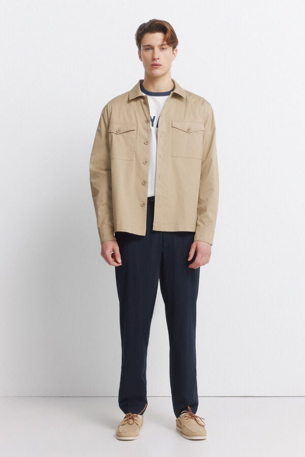 Springfield Lightweight pockets overshirt fit overshirt grey