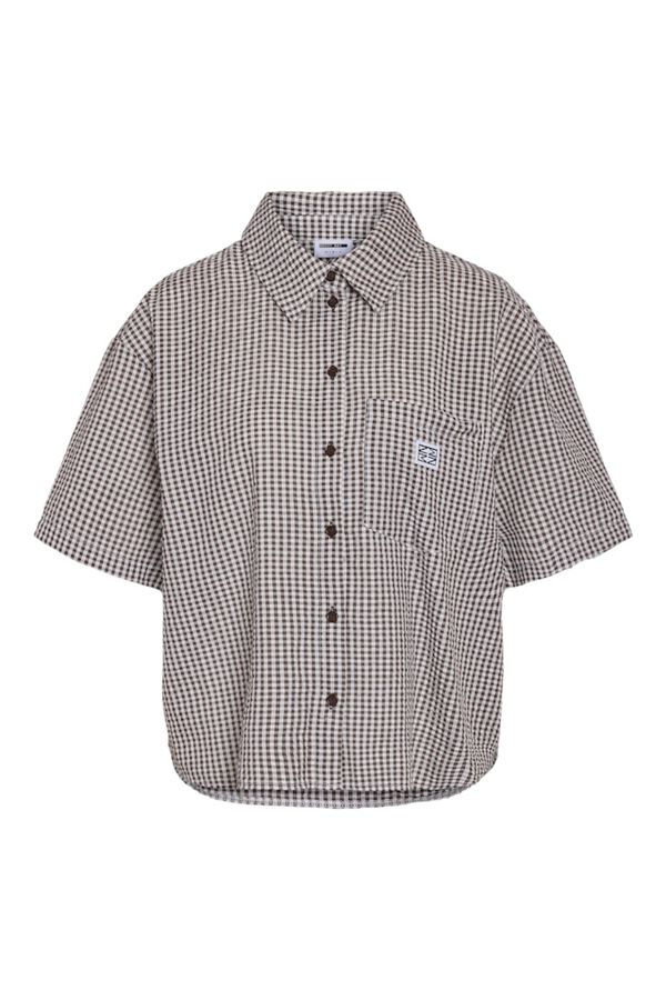 Noisy May Camisa oversize con mangas 2/4 marr&oacute;n