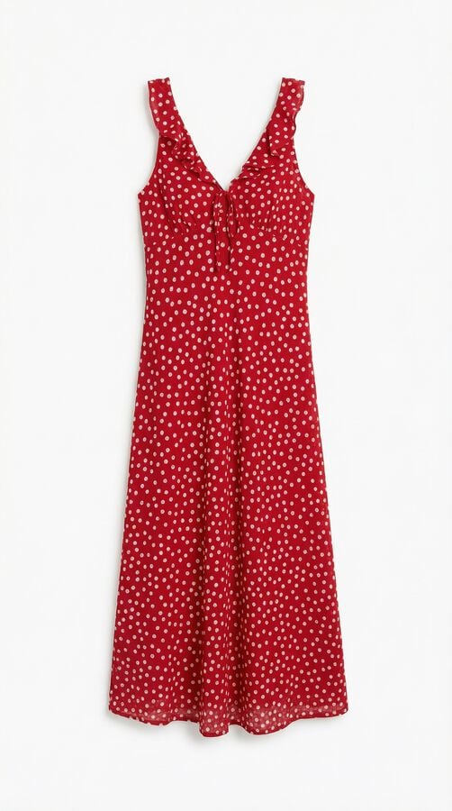 Springfield Vestido volantes escote lazo naranja