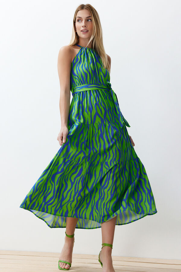 Trendyol Halterneck long dress blue