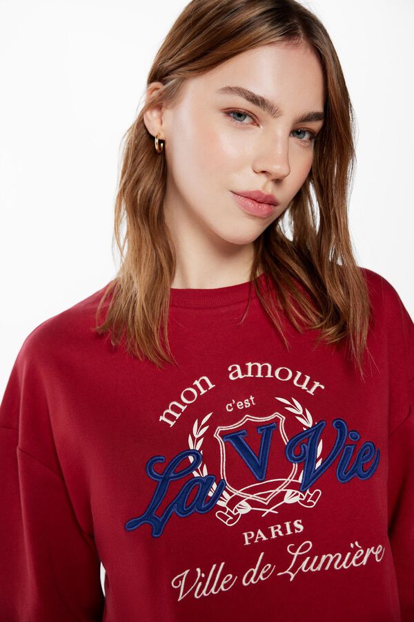 Springfield „Mon Amour La Vie” pulóver piros