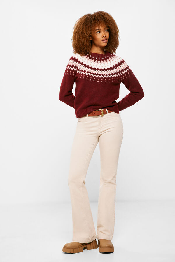 Springfield Bordo crveni vuneni pulover sa jacquard uzorkom ljubičasta/lila