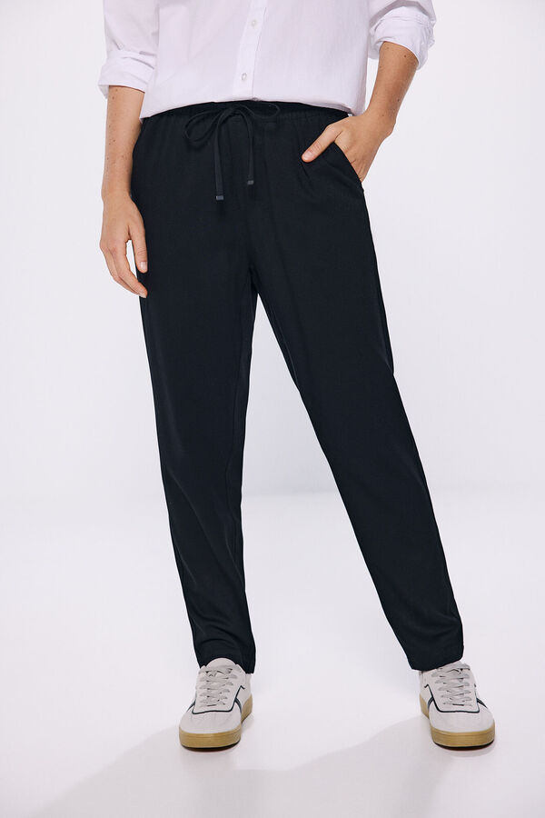 Springfield Lepršave jogger pantalone crna