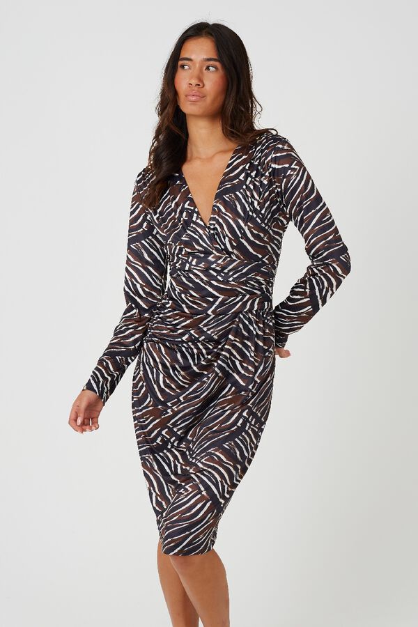 Brave Soul Wrap mini dress brown