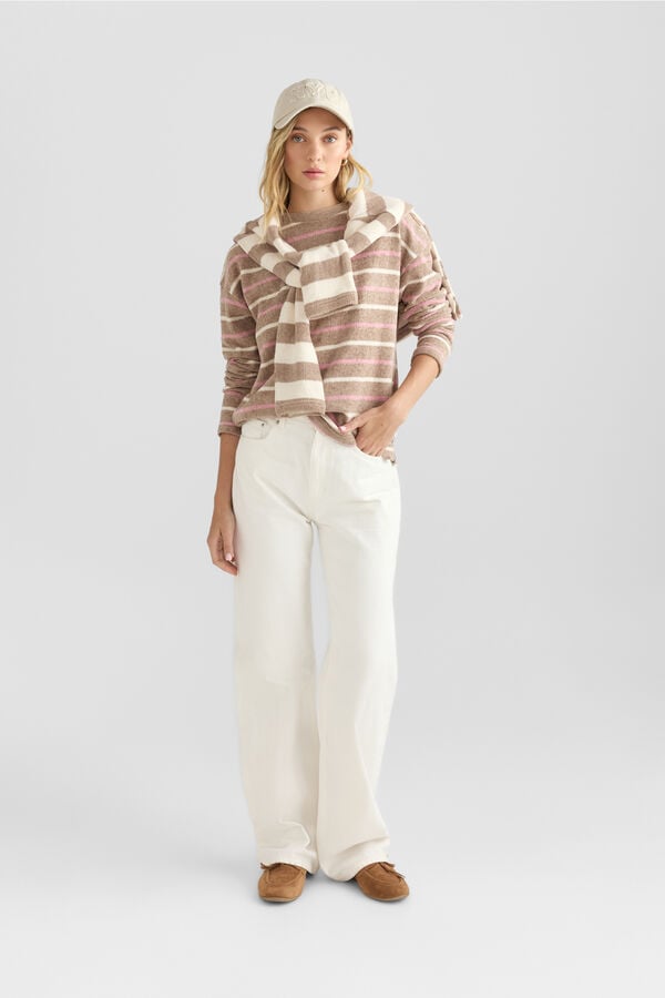 Springfield Fine striped thin jumper nude