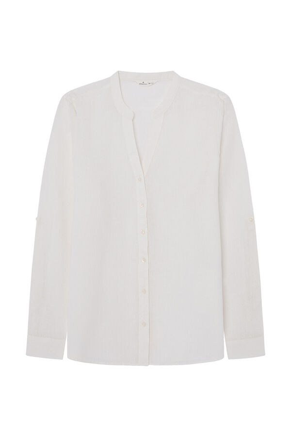 Springfield Linen/cotton mandarin collar blouse white