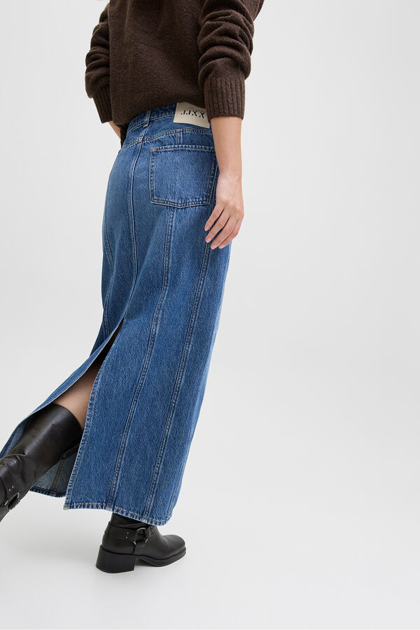 Jack & Jones Falda midi denim recortes azul