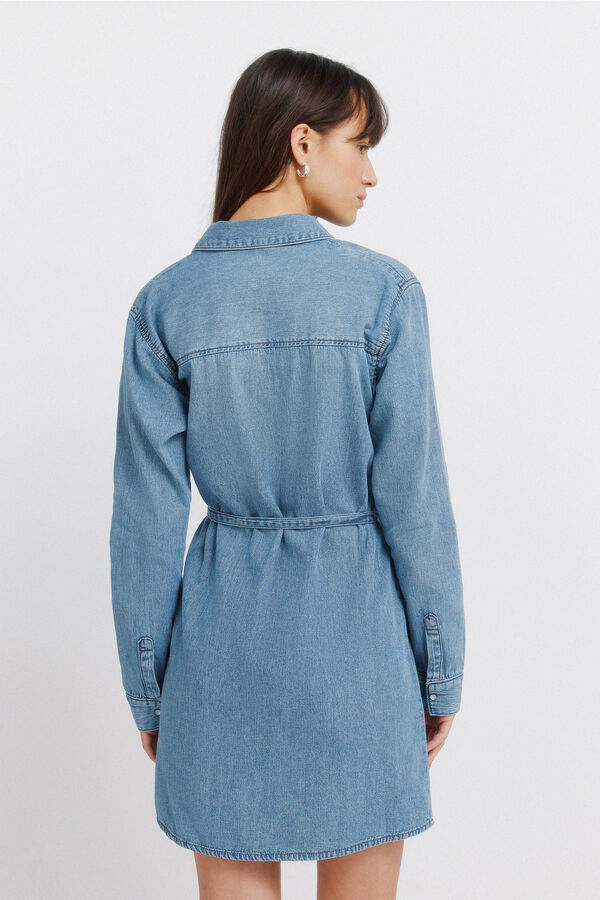 Springfield Denim short belted dress blue