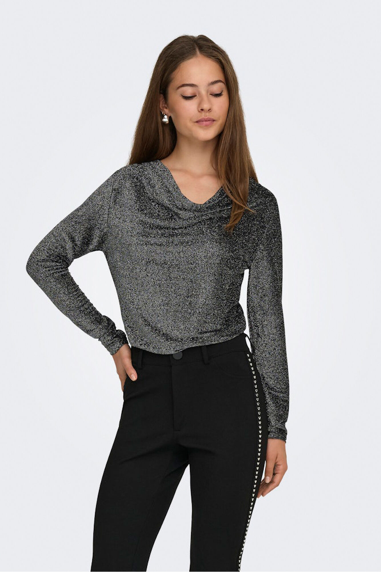 Only Top de glitter drapeado