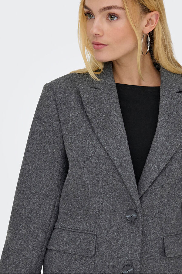 Only Sobretudo curto estilo blazer cinzento
