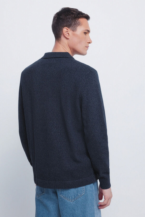 Springfield Polo shirt neck jumper with buttons blue