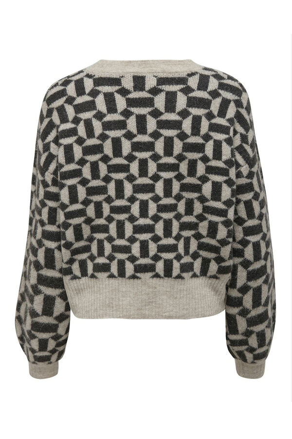 Only Jacquard round neck jumper grey