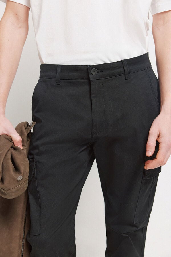 Springfield Slim fit cargo comfort trousers black